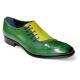 Duca Di Matiste "Veroli" Green/Olive Genuine Italian Calf Leather Crocodile Dress Shoes.